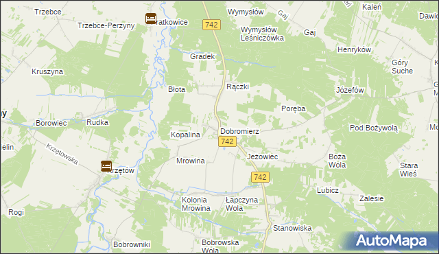 mapa Dobromierz gmina Kluczewsko, Dobromierz gmina Kluczewsko na mapie Targeo