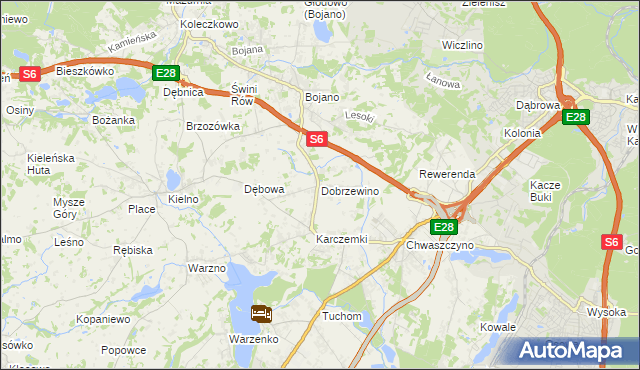 mapa Dobrzewino, Dobrzewino na mapie Targeo