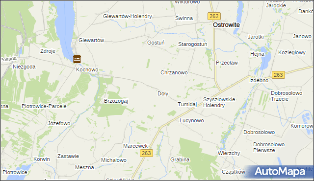 mapa Doły gmina Ostrowite, Doły gmina Ostrowite na mapie Targeo