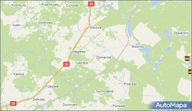 mapa Domanice gmina Miastko, Domanice gmina Miastko na mapie Targeo