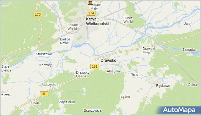 mapa Drawsko, Drawsko na mapie Targeo