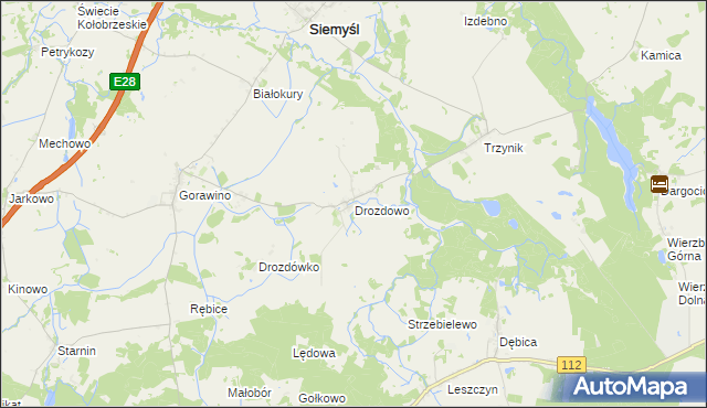 mapa Drozdowo gmina Rymań, Drozdowo gmina Rymań na mapie Targeo