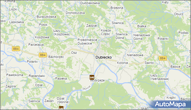mapa Dubiecko, Dubiecko na mapie Targeo