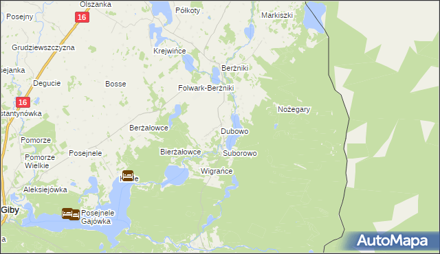 mapa Dubowo gmina Sejny, Dubowo gmina Sejny na mapie Targeo