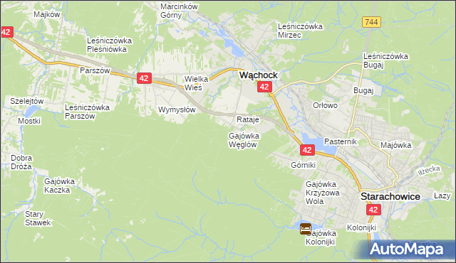 mapa Gajówka Węglów, Gajówka Węglów na mapie Targeo