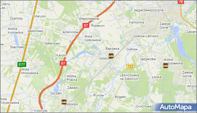 mapa Głosków gmina Piaseczno, Głosków gmina Piaseczno na mapie Targeo