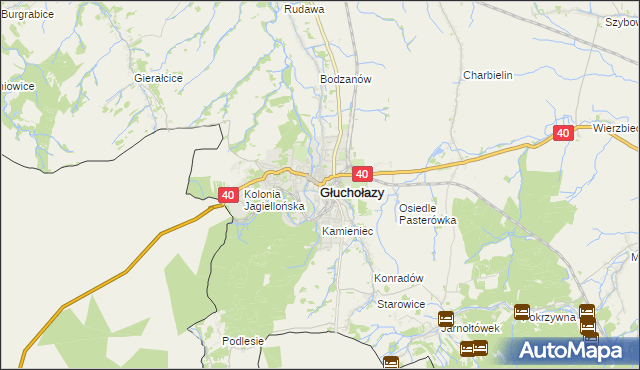 mapa Głuchołazy, Głuchołazy na mapie Targeo