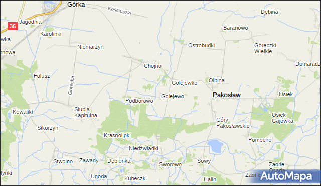 mapa Golejewo gmina Pakosław, Golejewo gmina Pakosław na mapie Targeo