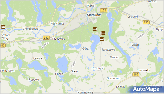 mapa Góra gmina Sieraków, Góra gmina Sieraków na mapie Targeo