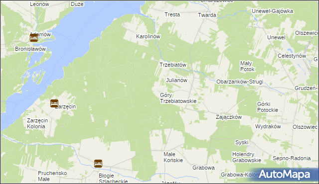 mapa Góry Trzebiatowskie, Góry Trzebiatowskie na mapie Targeo