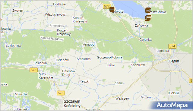 mapa Gorzewo-Kolonia, Gorzewo-Kolonia na mapie Targeo