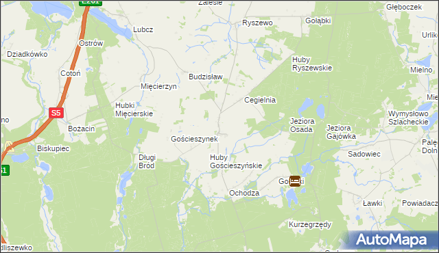 mapa Gościeszyn gmina Rogowo, Gościeszyn gmina Rogowo na mapie Targeo