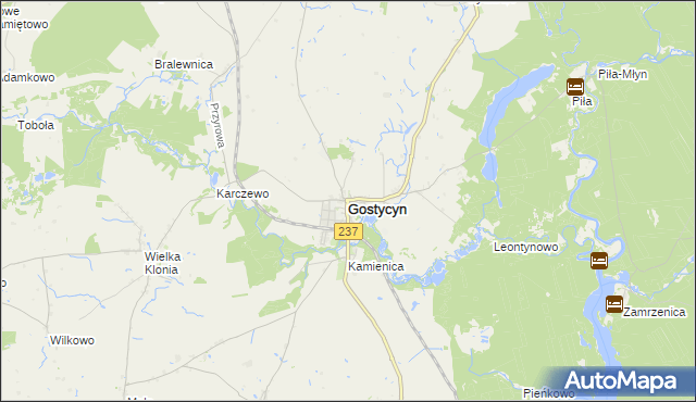 mapa Gostycyn, Gostycyn na mapie Targeo