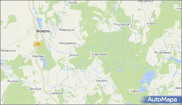 mapa Grąbczewo gmina Brzeżno, Grąbczewo gmina Brzeżno na mapie Targeo