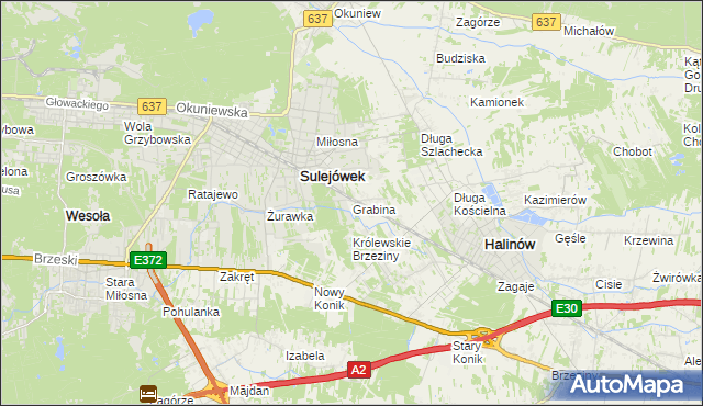 mapa Grabina gmina Halinów, Grabina gmina Halinów na mapie Targeo