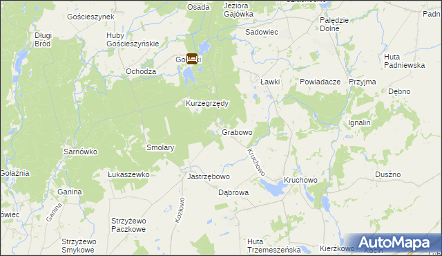 mapa Grabowo gmina Trzemeszno, Grabowo gmina Trzemeszno na mapie Targeo