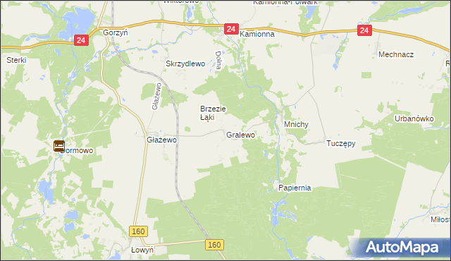 mapa Gralewo gmina Międzychód, Gralewo gmina Międzychód na mapie Targeo