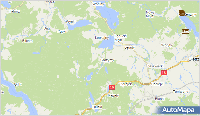 mapa Grazymy, Grazymy na mapie Targeo