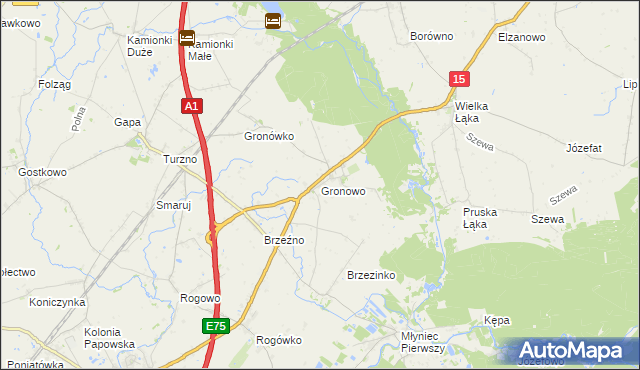 mapa Gronowo gmina Lubicz, Gronowo gmina Lubicz na mapie Targeo