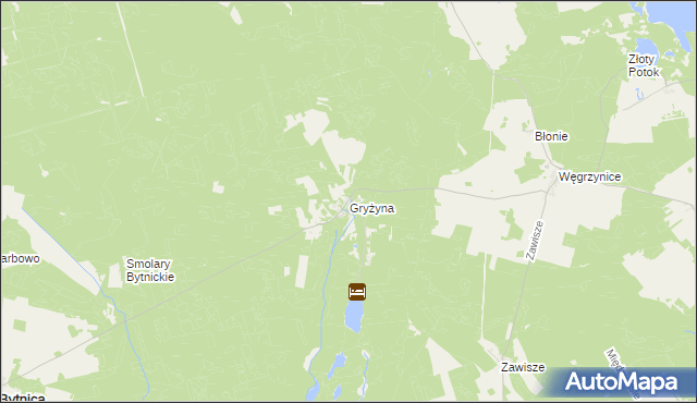 mapa Gryżyna gmina Bytnica, Gryżyna gmina Bytnica na mapie Targeo