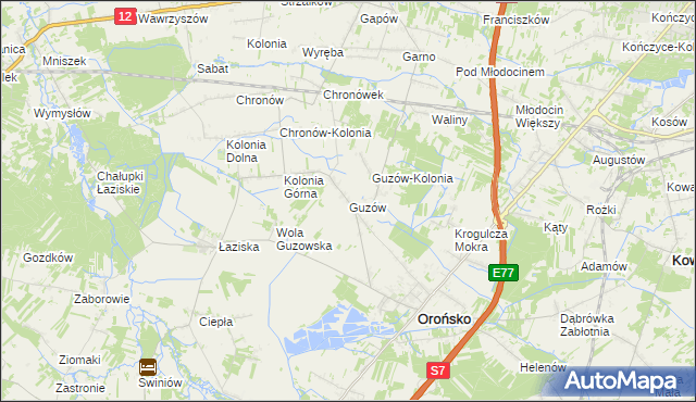 mapa Guzów gmina Orońsko, Guzów gmina Orońsko na mapie Targeo
