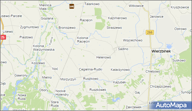 mapa Helenowo gmina Wierzbinek, Helenowo gmina Wierzbinek na mapie Targeo