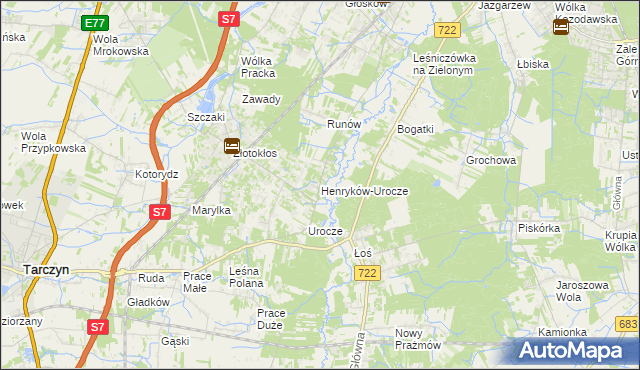 mapa Henryków-Urocze, Henryków-Urocze na mapie Targeo