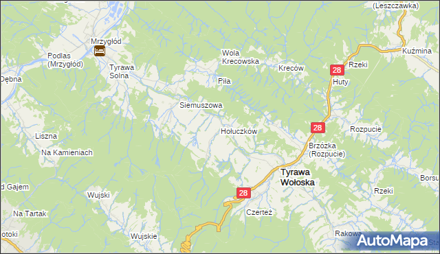 mapa Hołuczków, Hołuczków na mapie Targeo