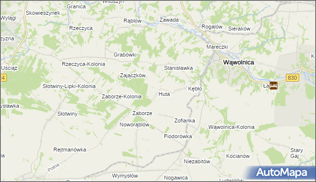 mapa Huta gmina Wąwolnica, Huta gmina Wąwolnica na mapie Targeo