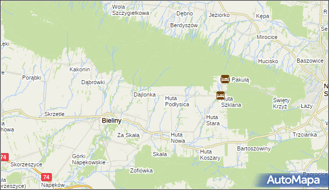 mapa Huta Podłysica, Huta Podłysica na mapie Targeo