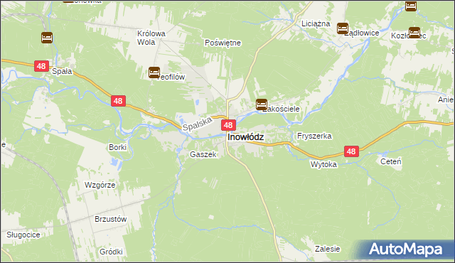 mapa Inowłódz, Inowłódz na mapie Targeo