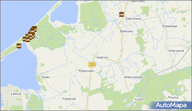 mapa Iwięcino, Iwięcino na mapie Targeo