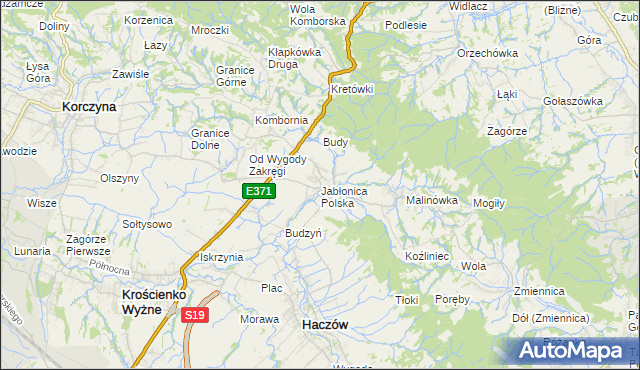 mapa Jabłonica Polska, Jabłonica Polska na mapie Targeo