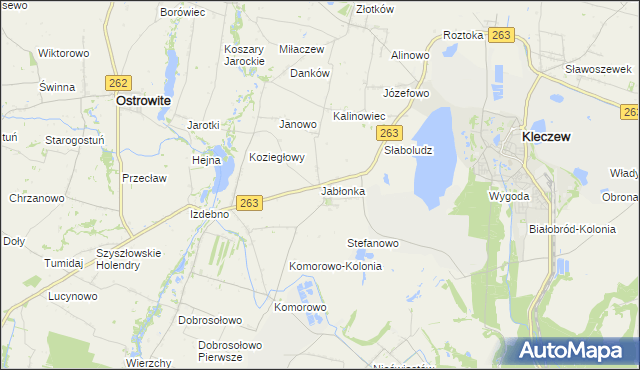 mapa Jabłonka gmina Kleczew, Jabłonka gmina Kleczew na mapie Targeo