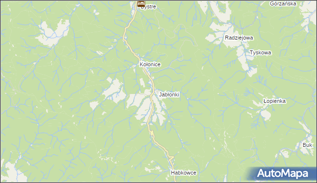 mapa Jabłonki gmina Baligród, Jabłonki gmina Baligród na mapie Targeo