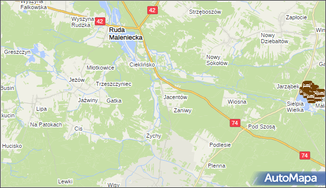 mapa Jacentów, Jacentów na mapie Targeo