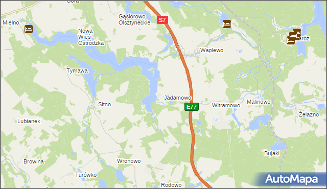 mapa Jadamowo, Jadamowo na mapie Targeo
