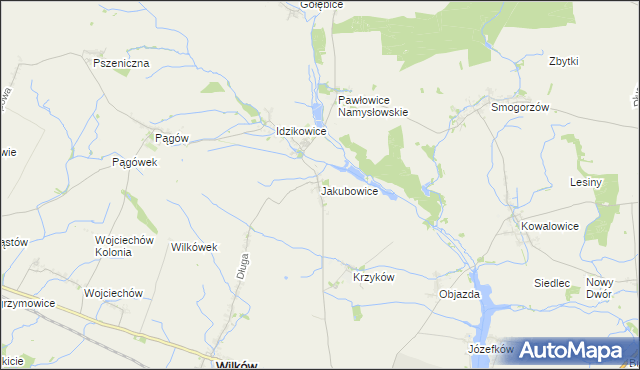 mapa Jakubowice gmina Wilków, Jakubowice gmina Wilków na mapie Targeo