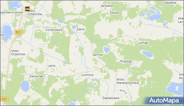 mapa Jamniki, Jamniki na mapie Targeo