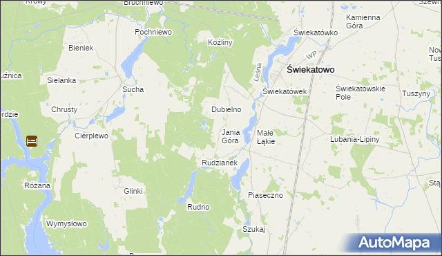 mapa Jania Góra gmina Świekatowo, Jania Góra gmina Świekatowo na mapie Targeo