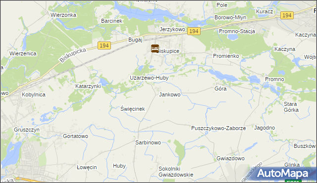 mapa Jankowo gmina Pobiedziska, Jankowo gmina Pobiedziska na mapie Targeo