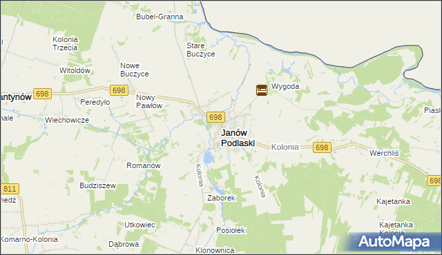 mapa Janów Podlaski, Janów Podlaski na mapie Targeo