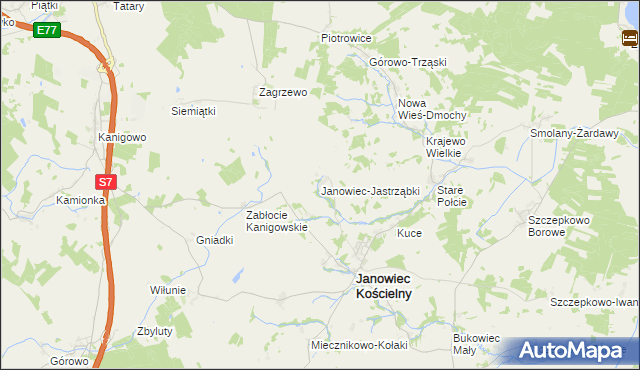 mapa Janowiec-Jastrząbki, Janowiec-Jastrząbki na mapie Targeo