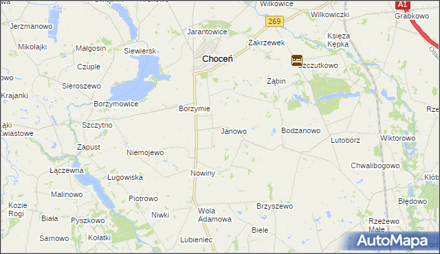 mapa Janowo gmina Choceń, Janowo gmina Choceń na mapie Targeo