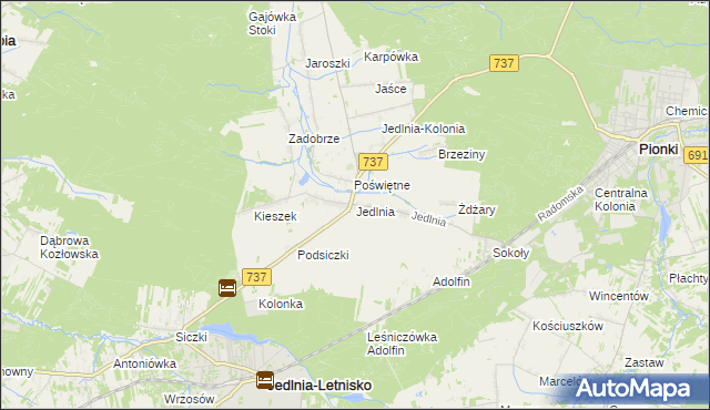 mapa Jedlnia, Jedlnia na mapie Targeo