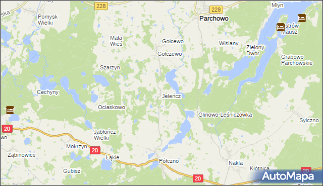 mapa Jeleńcz gmina Parchowo, Jeleńcz gmina Parchowo na mapie Targeo