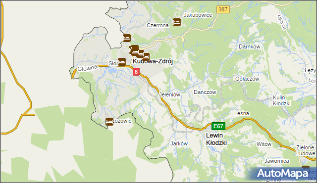 mapa Jeleniów gmina Lewin Kłodzki, Jeleniów gmina Lewin Kłodzki na mapie Targeo