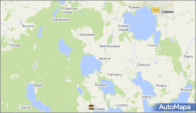 mapa Jezierce gmina Zalewo, Jezierce gmina Zalewo na mapie Targeo