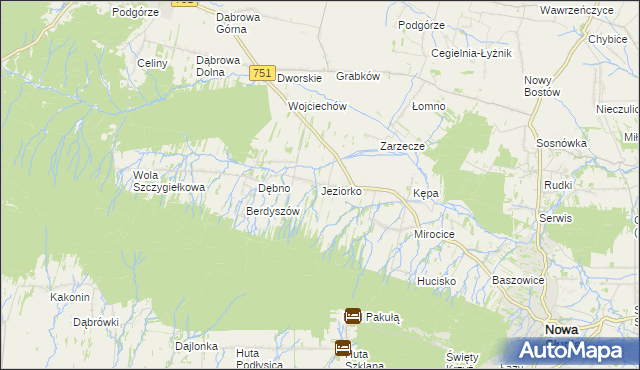 mapa Jeziorko gmina Nowa Słupia, Jeziorko gmina Nowa Słupia na mapie Targeo