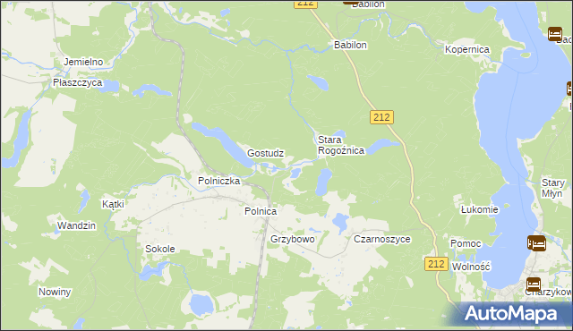 mapa Jeziorno gmina Człuchów, Jeziorno gmina Człuchów na mapie Targeo